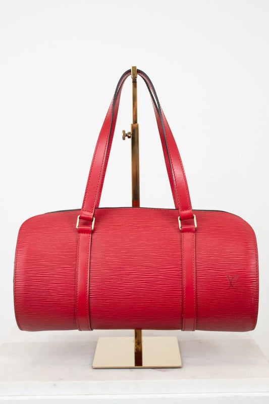 Red handbag on a white background