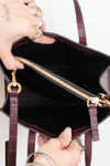 Marc Jacobs Maroon Croc Mini Grind Tote Bag