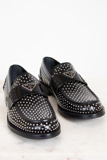 Prada Studded Spazzolato Loafer