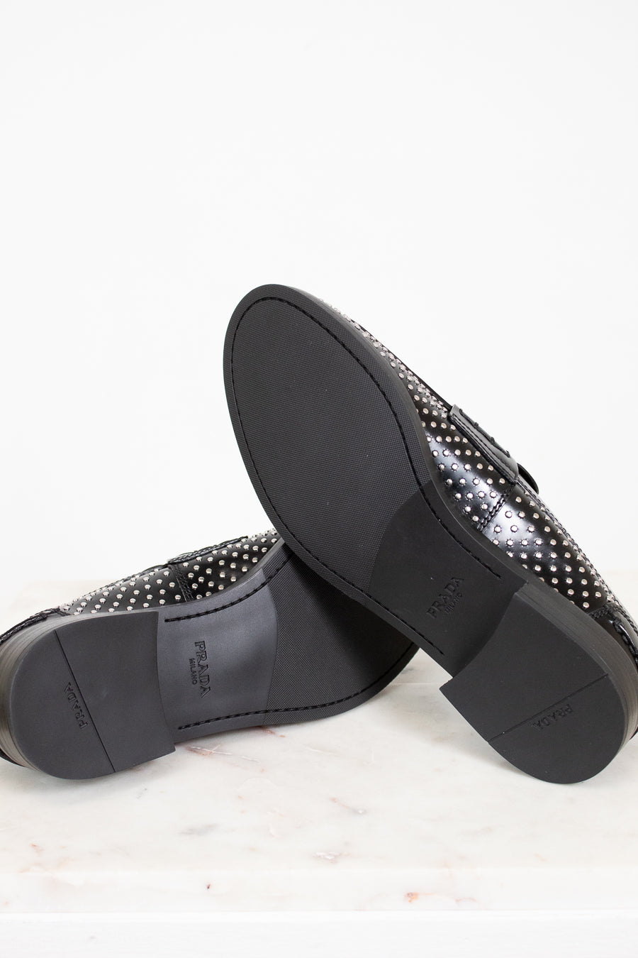 Prada Studded Spazzolato Loafer – Otra Vez Couture Consignment
