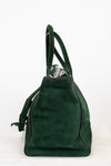 Green handbag on a white background