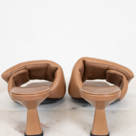 Pair of brown leather kitten heels