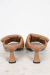 Pair of brown leather kitten heels
