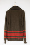 Brown sweater with orange stripes on a white background