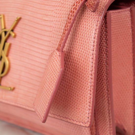 Close-u of pink lizard leather
