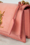Close-u of pink lizard leather
