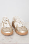 Gold and cream lace-up sneakers