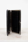 Black wallet with open design on a white background